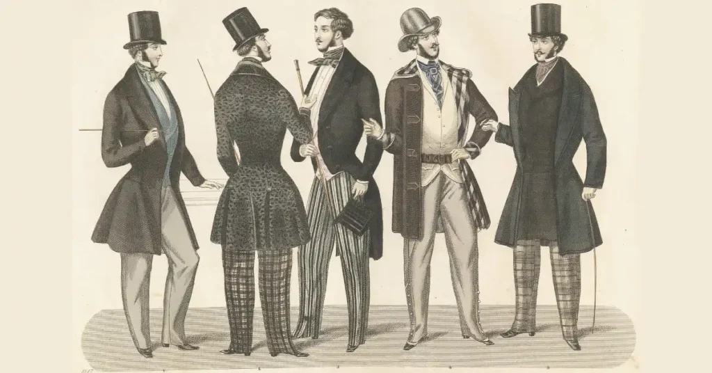 The Complete History of Hats: How Headwear Shaped Fashion and Culture Through the Ages 17 19th-century Swedish fashion illustration from the Stockholm Fashion Magazine, 1847, showing a gentleman wearing a tall black top hat and formal attire, representing early Victorian men's hat style.
