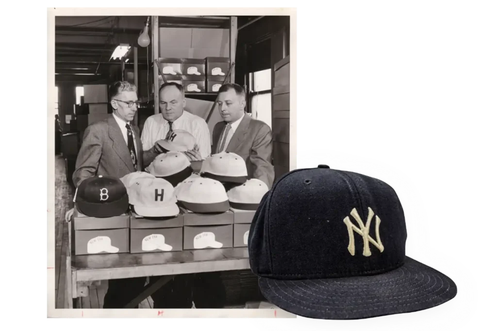 1950s New Era 59Fifty baseball caps, historical image showing evolution of the iconic cap style
