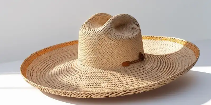 A traditional Mexican sombrero hat placed on a clean white background