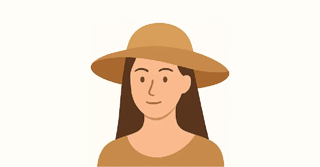Vector illustration of a girl with long hair wearing a stylish hat