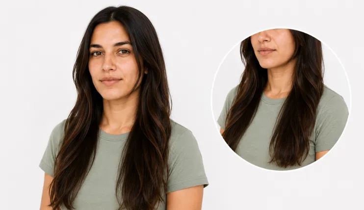 Long loose hairstyle for women with hair evenly distributed on both sides of the face