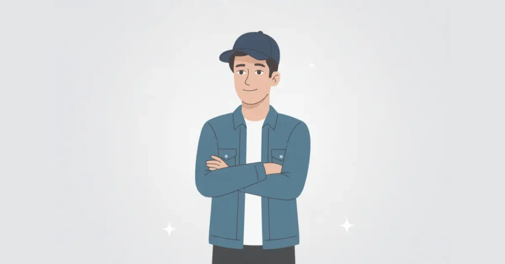 Vector illustration of a man wearing a hat with confidence, showing proper posture and style.