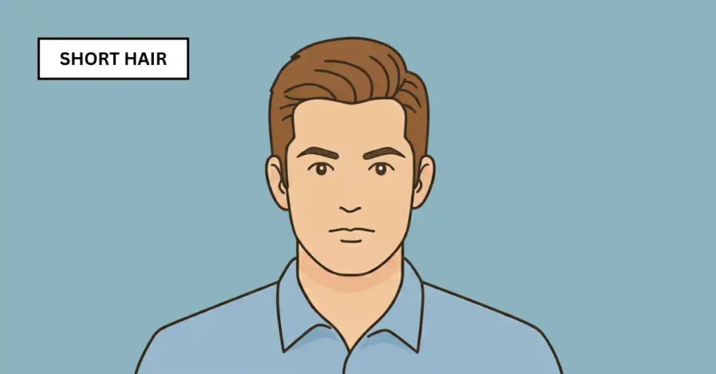 Vector illustration of a young man with cowboy hat hairstyles with short hair shown chest-up on a plain background with labeled text.