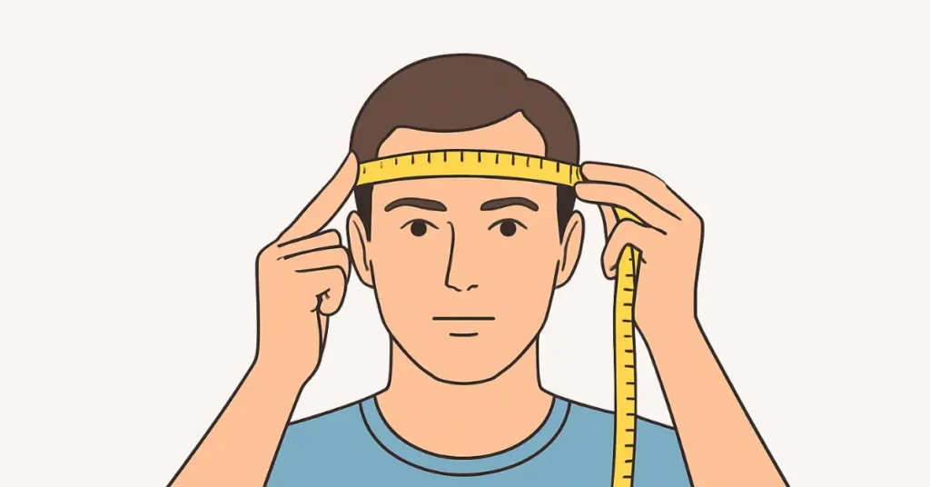How to Correctly Measure Your Head for Hat Size: A Complete Step-by-Step Guide 2 Man measuring head circumference with a measuring tape across the forehead to determine correct hat size