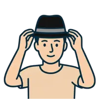 Vector icon showing a person correctly wearing a hat