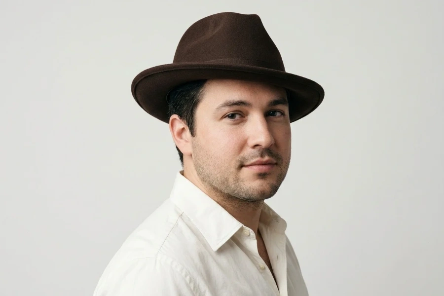 Home 6 Person wearing a hat that suits a round face shape