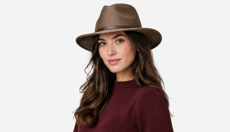Home 5 Woman wearing a hat that suits an oval face shape