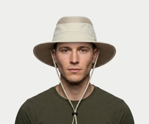 Man wearing a safari hat with diamond-shaped face
