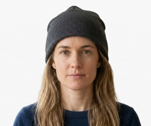 Women wearing a beanie cap for square face