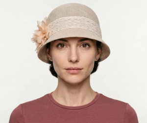 Best Hats for Inverted Triangle Face Shape That Actually Work 7 Cloche hat worn by woman with inverted triangle face shape for comparison