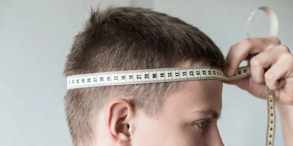 Hat Tools 2 Man measuring head circumference with measuring tape for hat size calculator