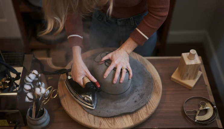 Home 13 Shaping a felt cowboy hat crown with steam and a hand iron