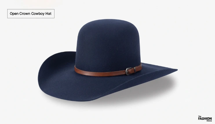 Types of Cowboy Hats 9 Open Crown cowboy hat with a tall rounded crown and no crease