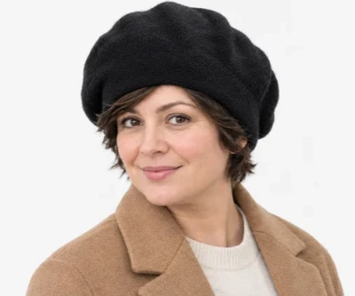 Woman wearing a beret for short hair